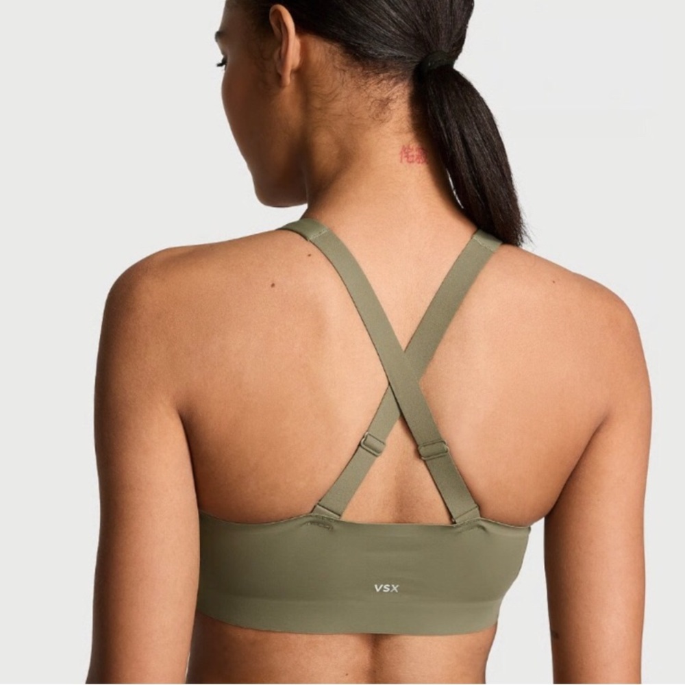 Victoria's Secret Olive Front-Zip Sports Bra 36D - Picture 2 of 8